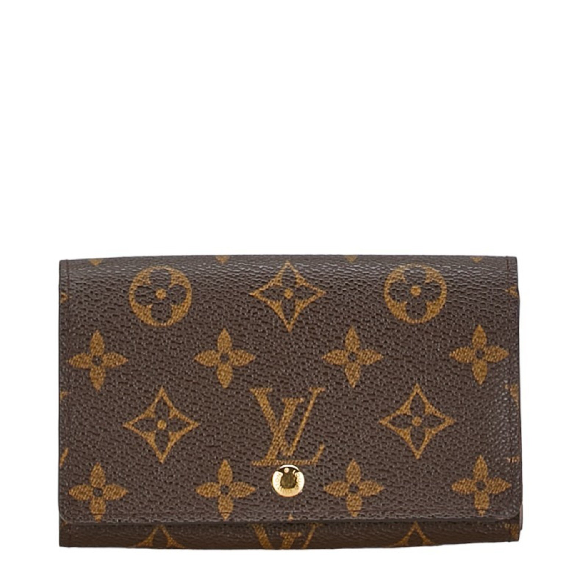 Louis Vuitton Monogram Porte Monnaie Tresor Bi-fold Wallet M61730 Brown PVC Leather Women's LOUIS VUITTON