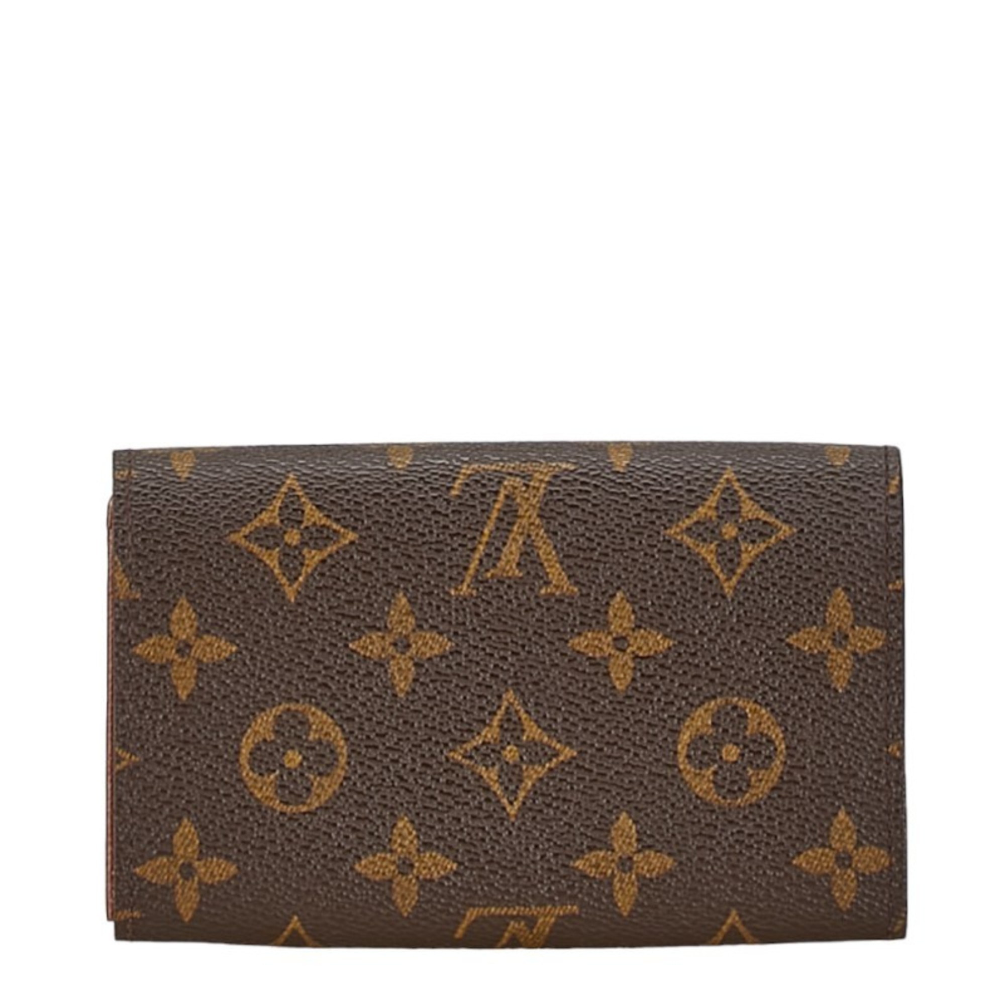 Louis Vuitton Monogram Porte Monnaie Tresor Bi-fold Wallet M61730 Brown PVC Leather Women's LOUIS VUITTON