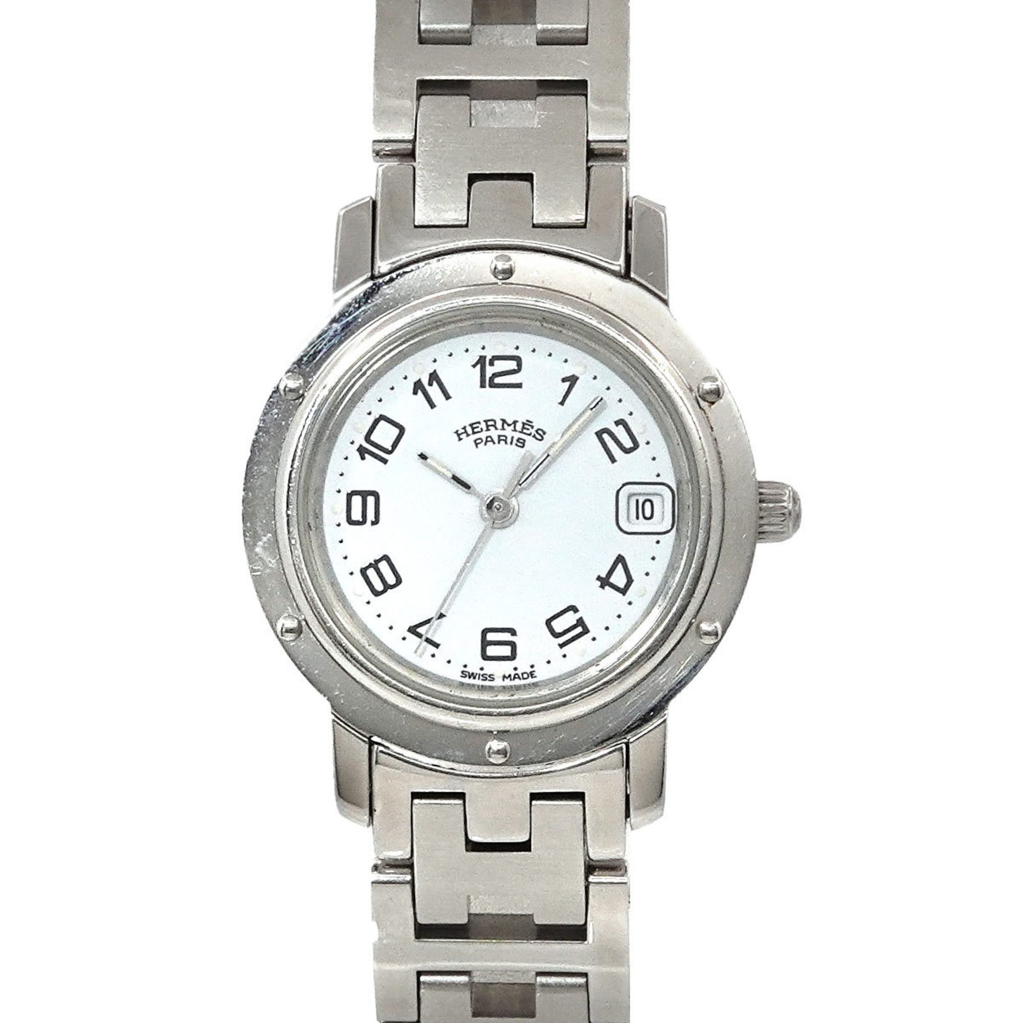 Hermes HERMES Clipper CL4 210 Ladies Watch Date White Dial Quartz