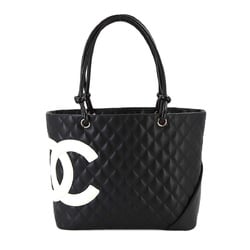 CHANEL Cambon Line Large Leather Black White A25169 Tote Bag