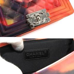 CHANEL Boy Chanel Chain Shoulder Bag Leather Multicolor Flower Power