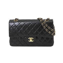 CHANEL Matelasse 25 Chain Shoulder Bag Leather Black A01112 Gold Hardware