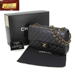 CHANEL Matelasse 25 Chain Shoulder Bag Leather Black A01112 Gold Hardware