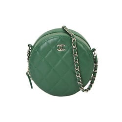 CHANEL Matelasse Classic Chain Shoulder Bag Leather Green AP0245