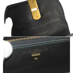 Salvatore Ferragamo Gancini 2way hand shoulder bag leather canvas black grey ivory FZ-21 H849 gold hardware Bag