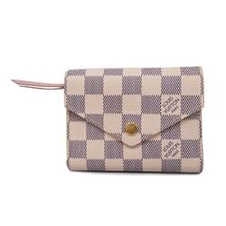 Louis Vuitton Tri-fold Wallet Damier Azur Portefeuille Victorine N64022 White Women's