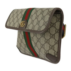 GUCCI Gucci GG Small Belt Bag Ophidia Waist 752597 Supreme Canvas Leather Beige Ebony Web Stripe