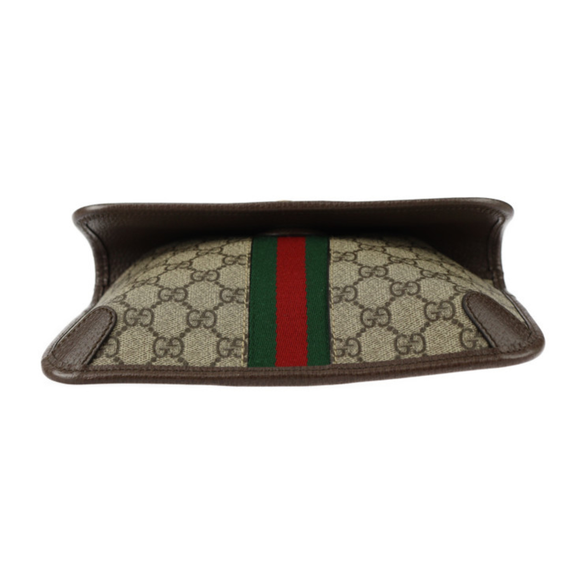 GUCCI Gucci GG Small Belt Bag Ophidia Waist 752597 Supreme Canvas Leather Beige Ebony Web Stripe