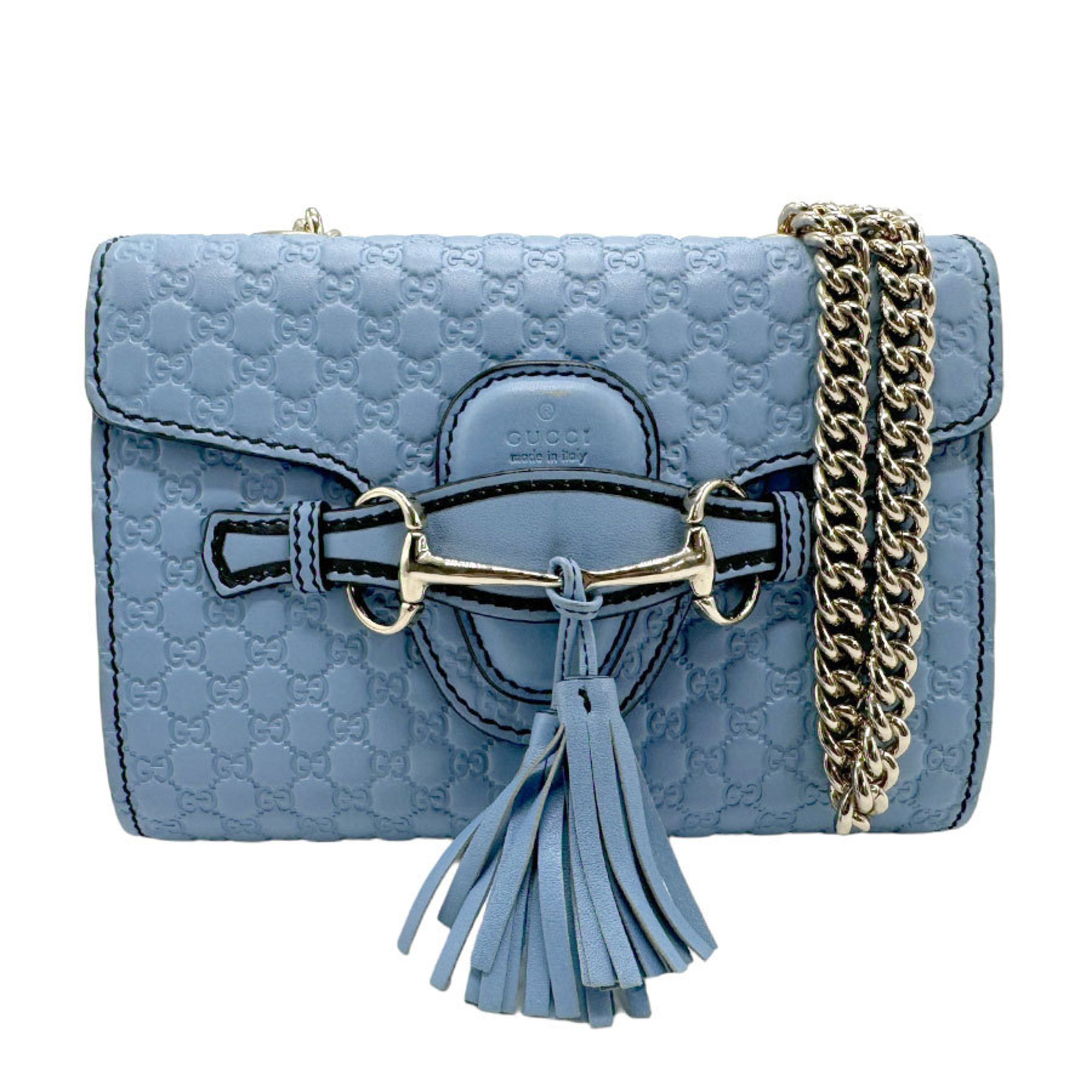 GUCCI Shoulder Bag Micro Gucci Horsebit Leather Blue Women's 449636 z1719