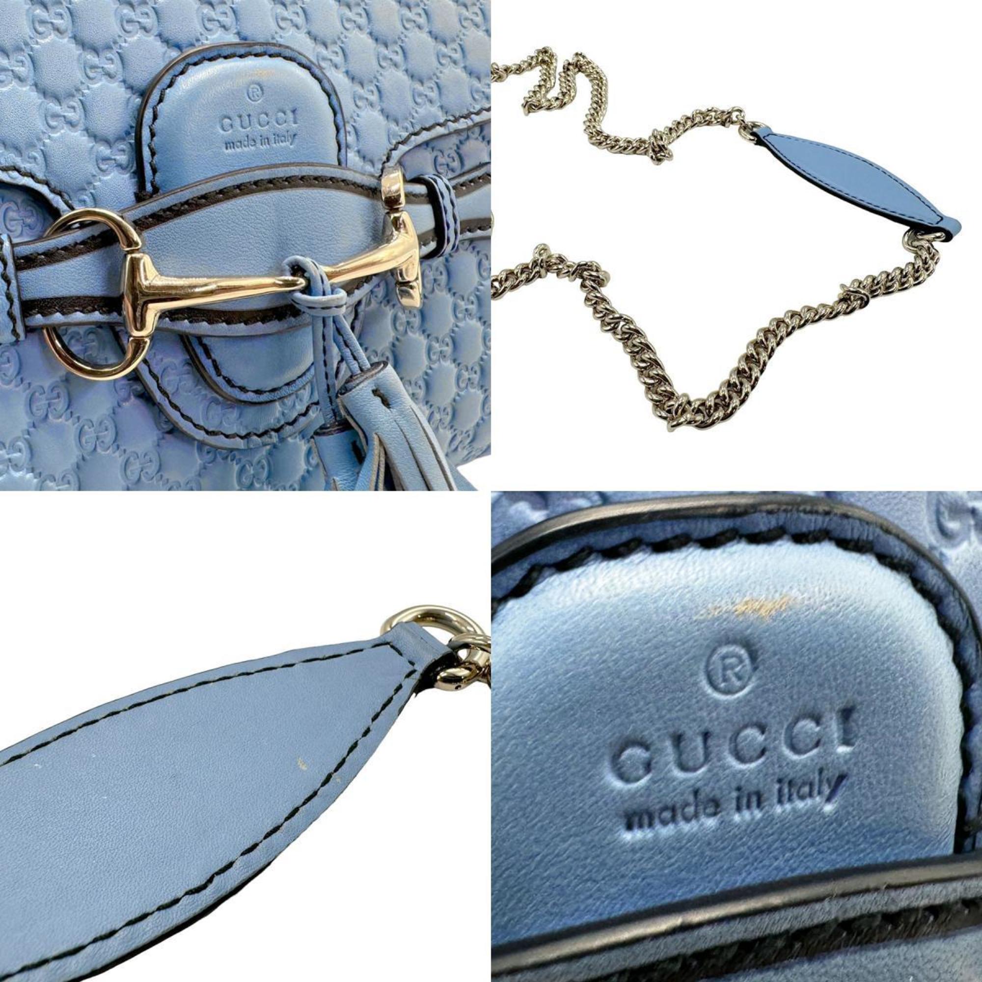 GUCCI Shoulder Bag Micro Gucci Horsebit Leather Blue Women's 449636 z1719