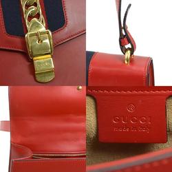 GUCCI Shoulder Bag Sylvie Leather Metal Red Women's 421882 e58802