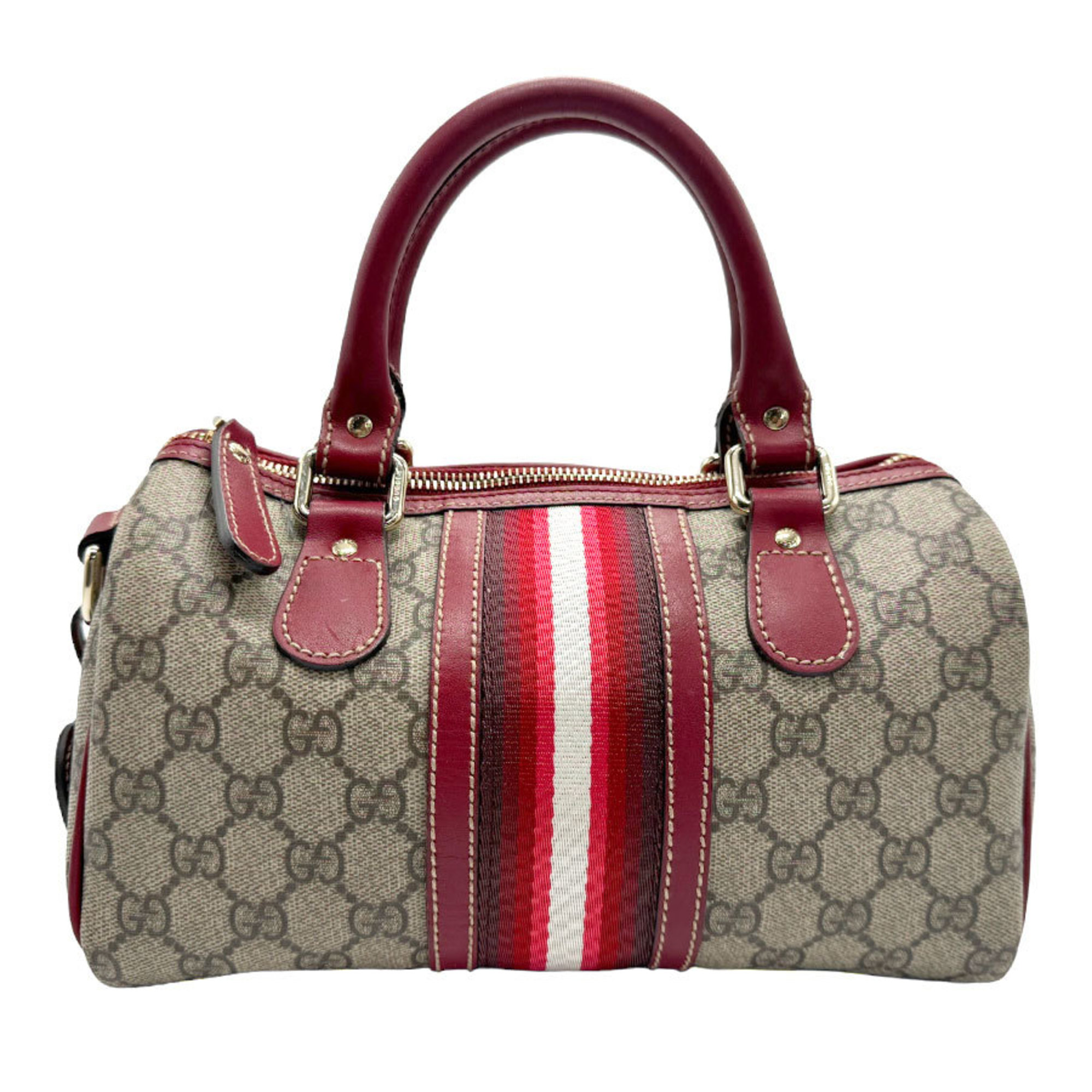 GUCCI Handbag GG Supreme Canvas Red x Brown Women's 207943 z1708