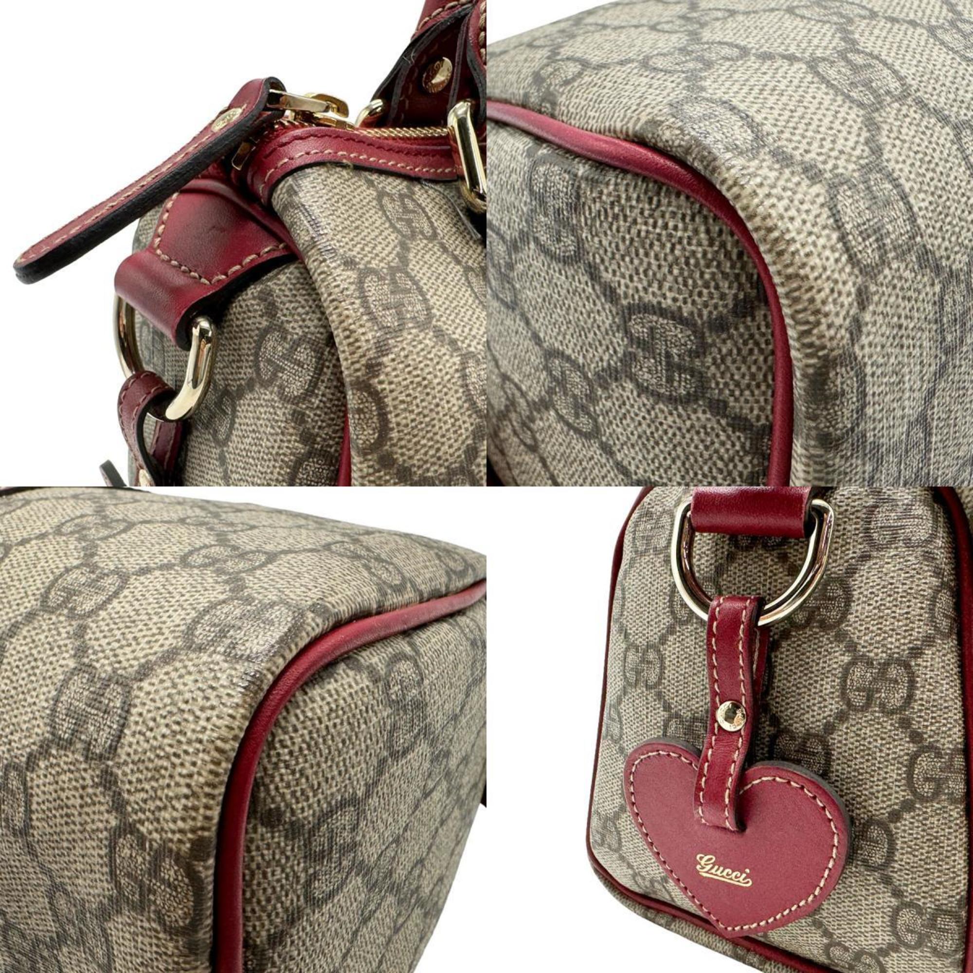 GUCCI Handbag GG Supreme Canvas Red x Brown Women's 207943 z1708