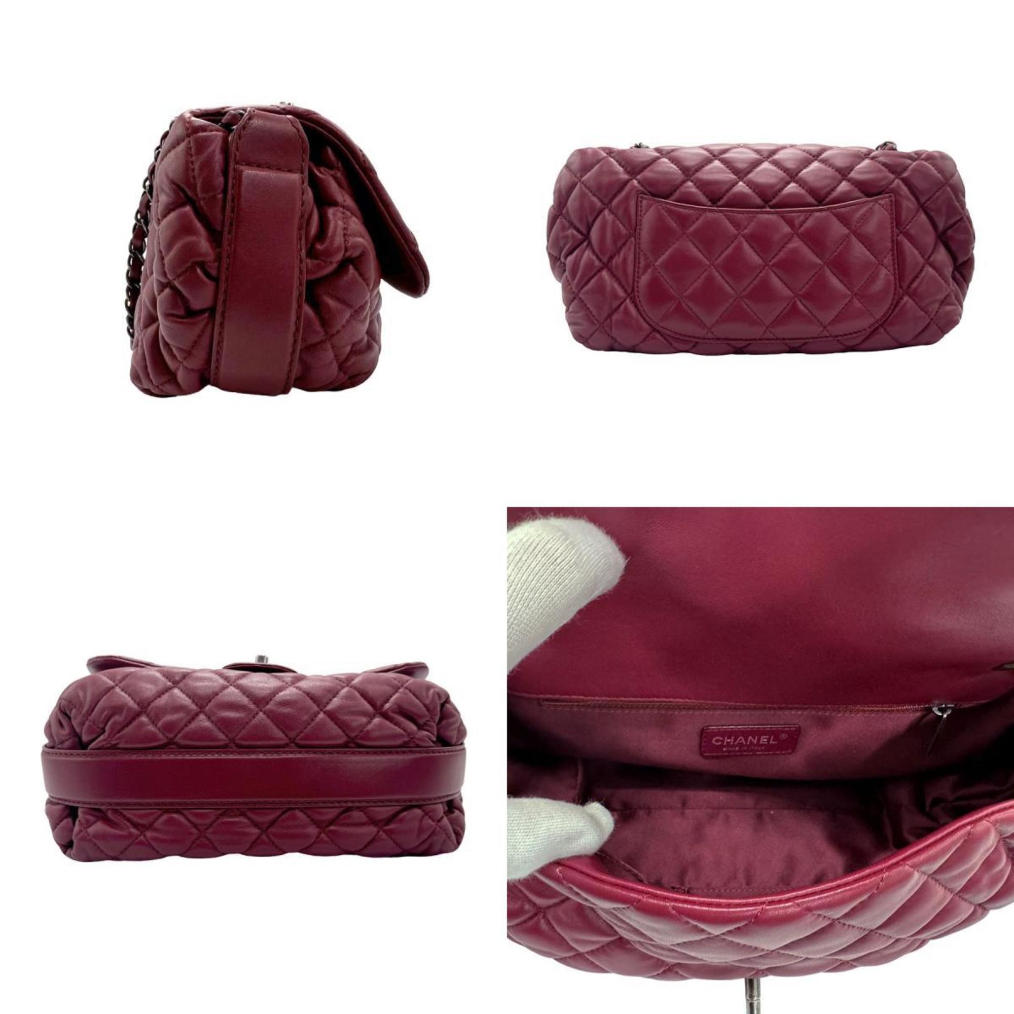 CHANEL Shoulder Bag Lambskin Bordeaux Women's z1568