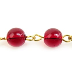 CHANEL Necklace Metal Faux Pearl Glass Stone Gold Off-White Red Women's e58795a