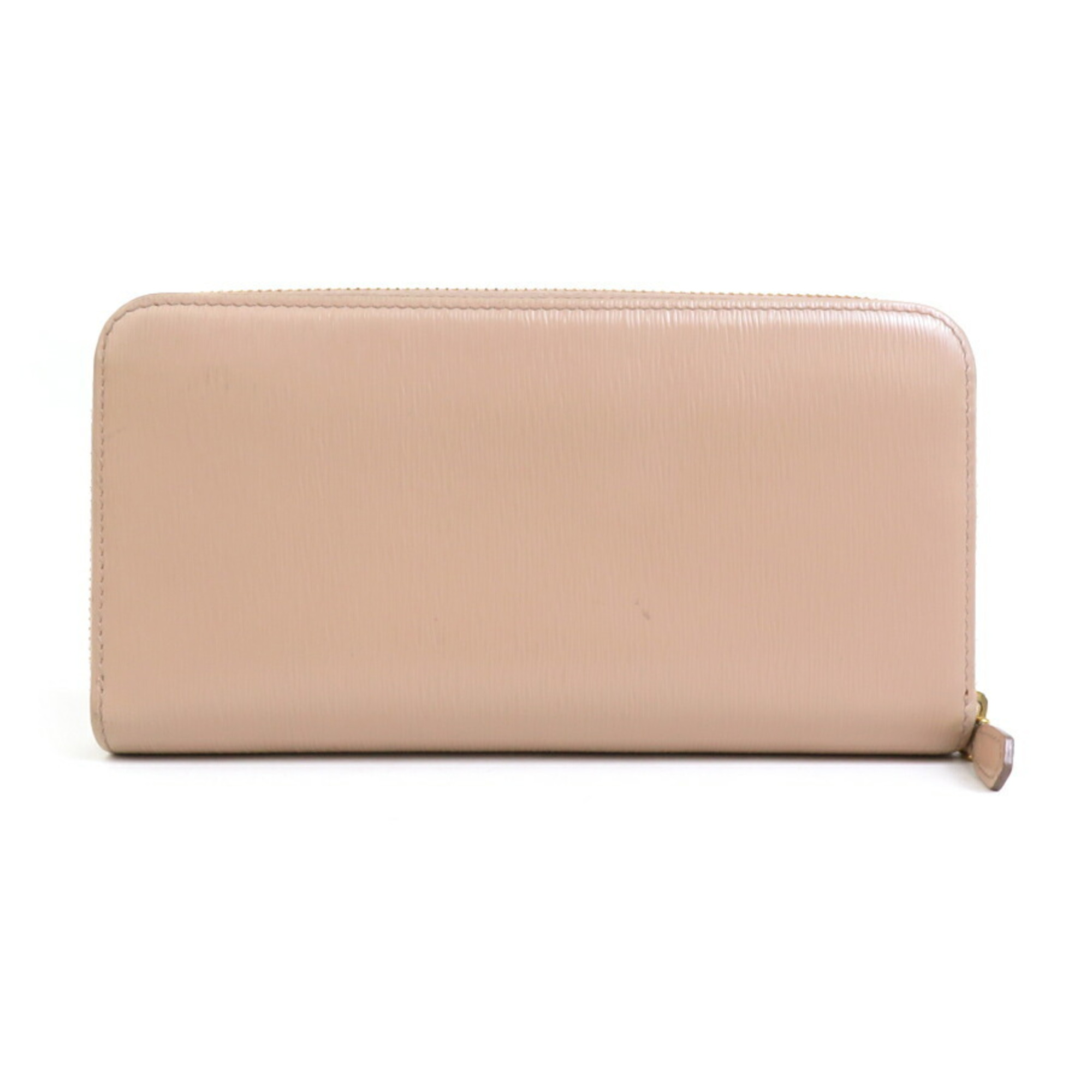 PRADA Round Long Wallet Leather Beige Gold Women's e58792a