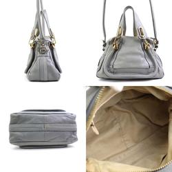 Chloé Chloe handbag shoulder bag Paraty leather grey gold ladies e58806a