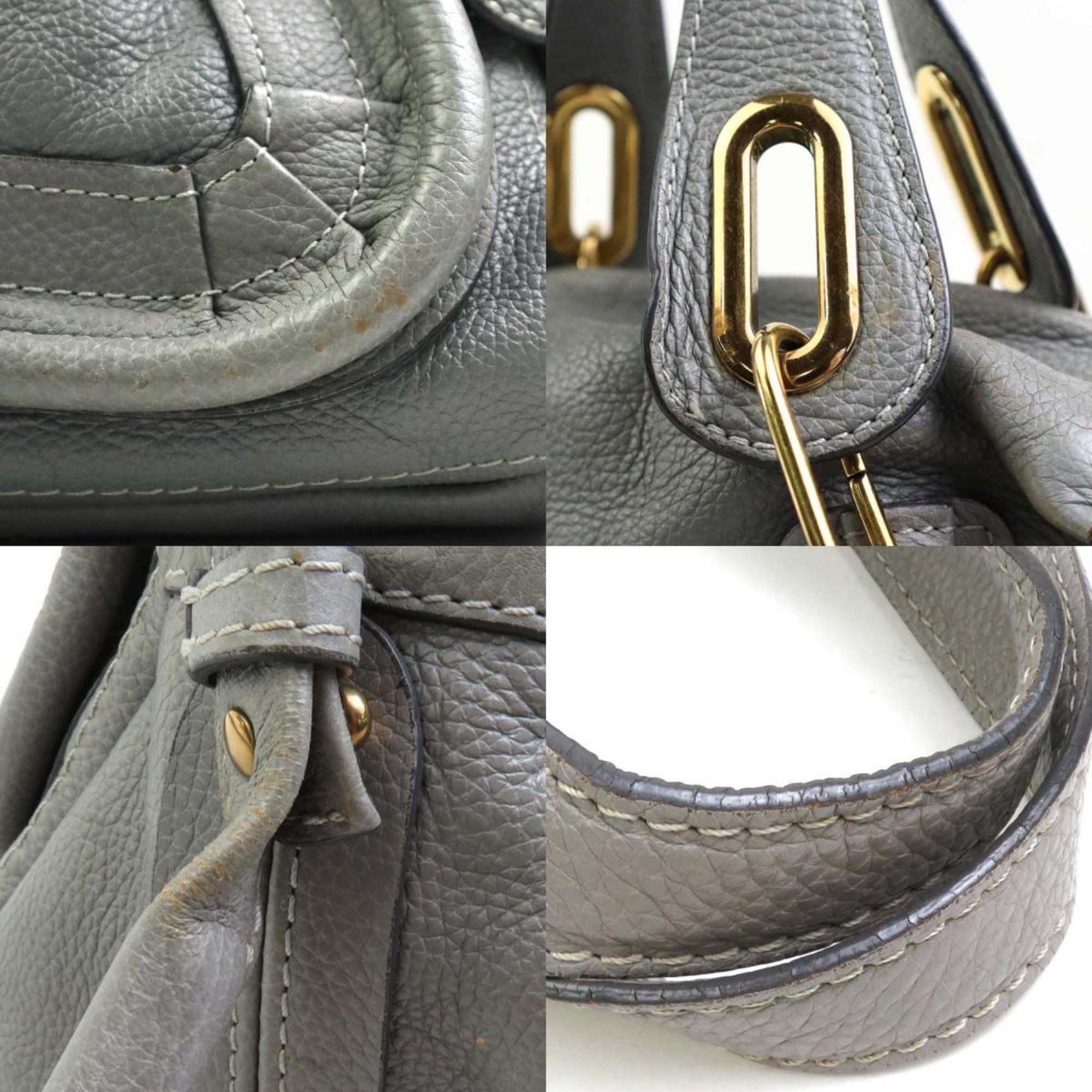 Chloé Chloe handbag shoulder bag Paraty leather grey gold ladies e58806a