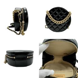 CHANEL Shoulder Bag Leather Black n0017