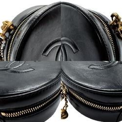 CHANEL Shoulder Bag Leather Black n0017