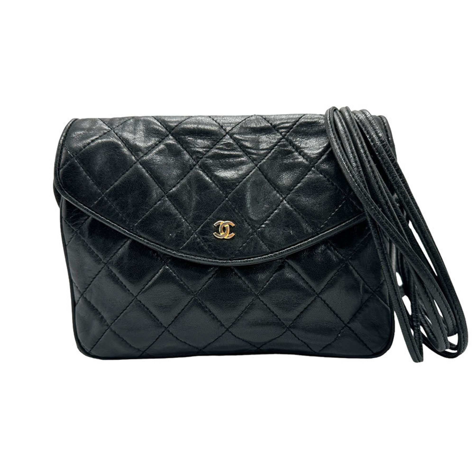 CHANEL Shoulder Bag Lambskin Black Women's n0003