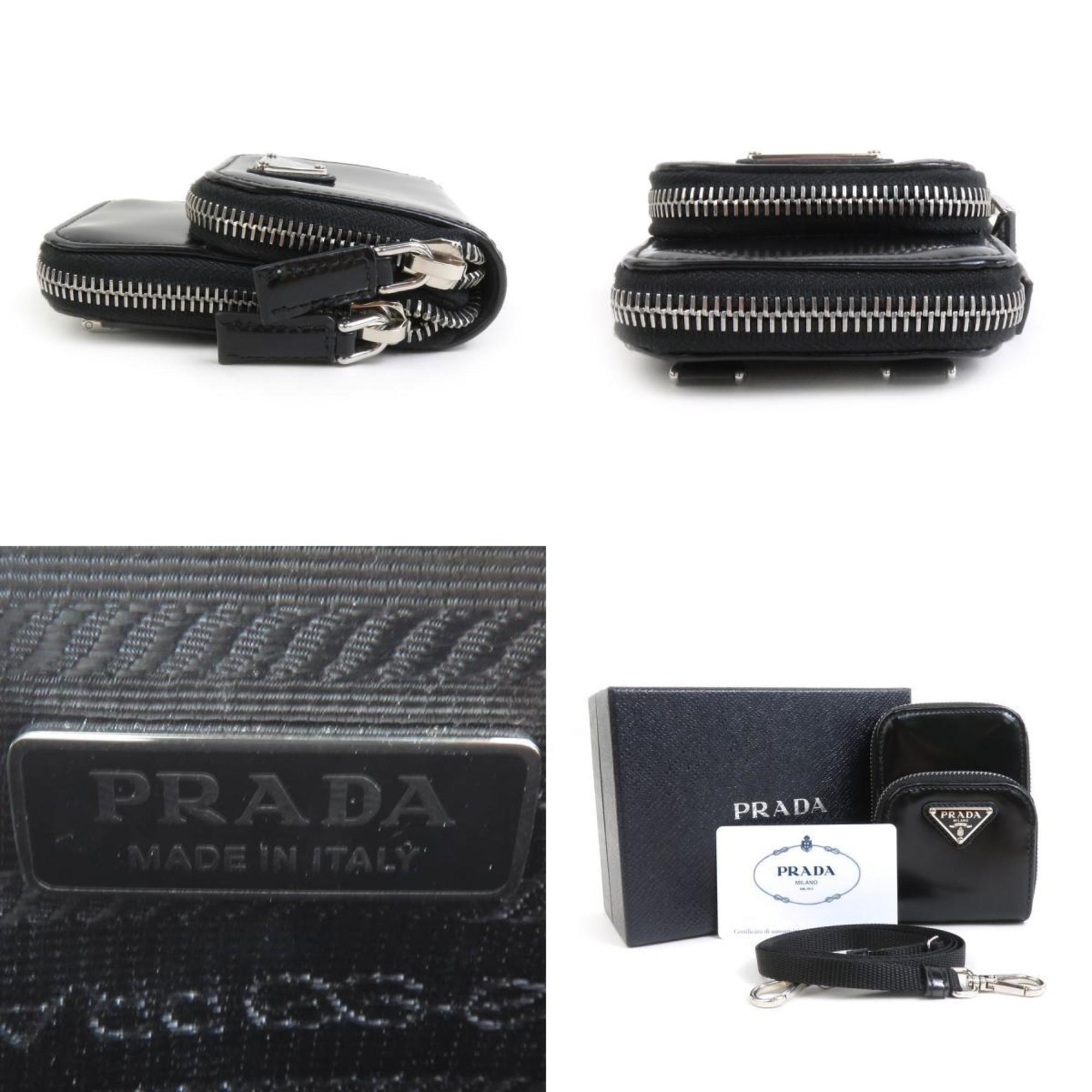 PRADA Pouch Leather Black Men's Women's 2ZD011 r10066i