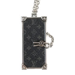 LOUIS VUITTON Louis Vuitton Collier DJ Trunk Monogram Eclipse Necklace M68876 Metal Black Grey Pendant