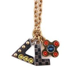 LOUIS VUITTON Louis Vuitton Pendant Love Letters Necklace M67068 Metal Rhinestone Gold Silver