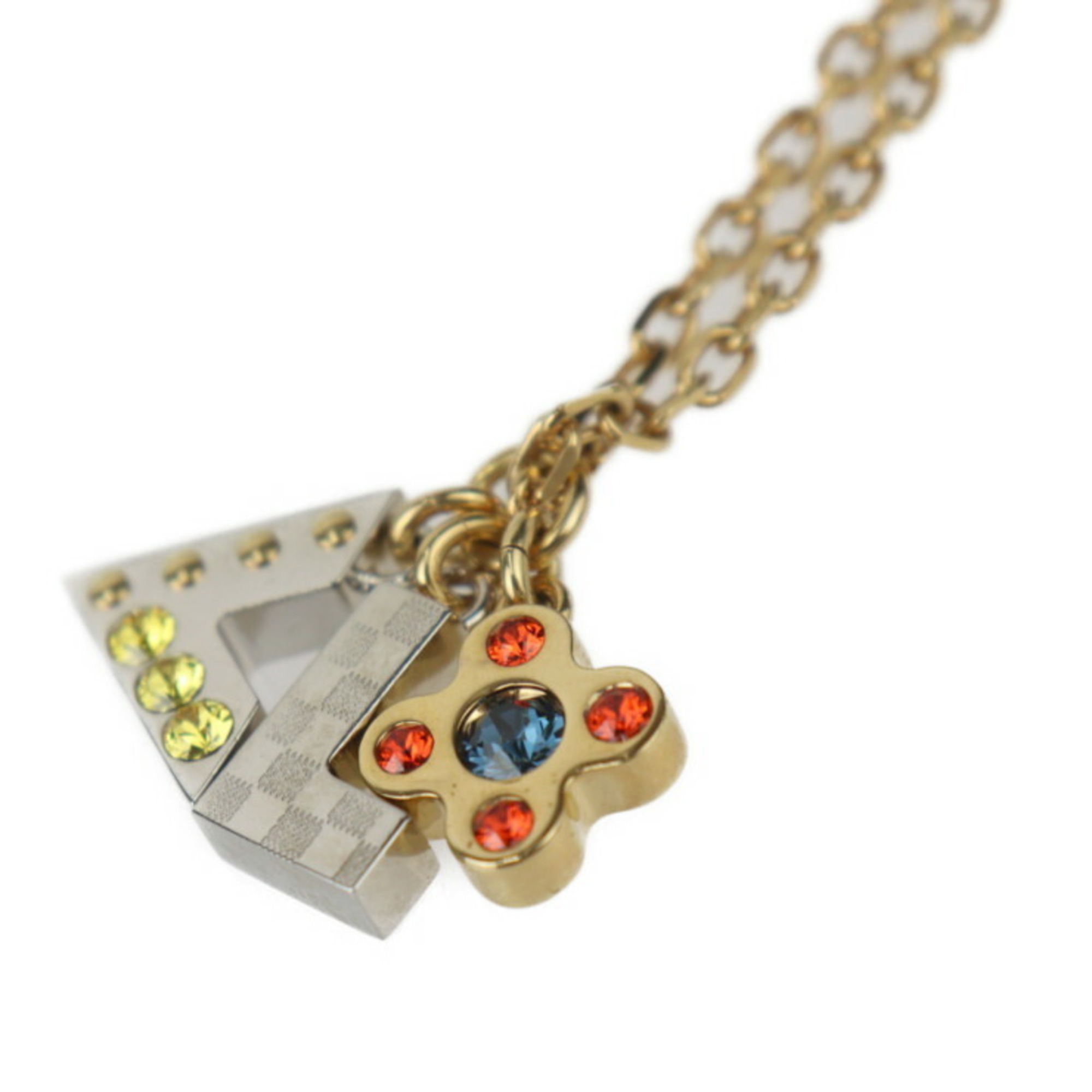 LOUIS VUITTON Louis Vuitton Pendant Love Letters Necklace M67068 Metal Rhinestone Gold Silver