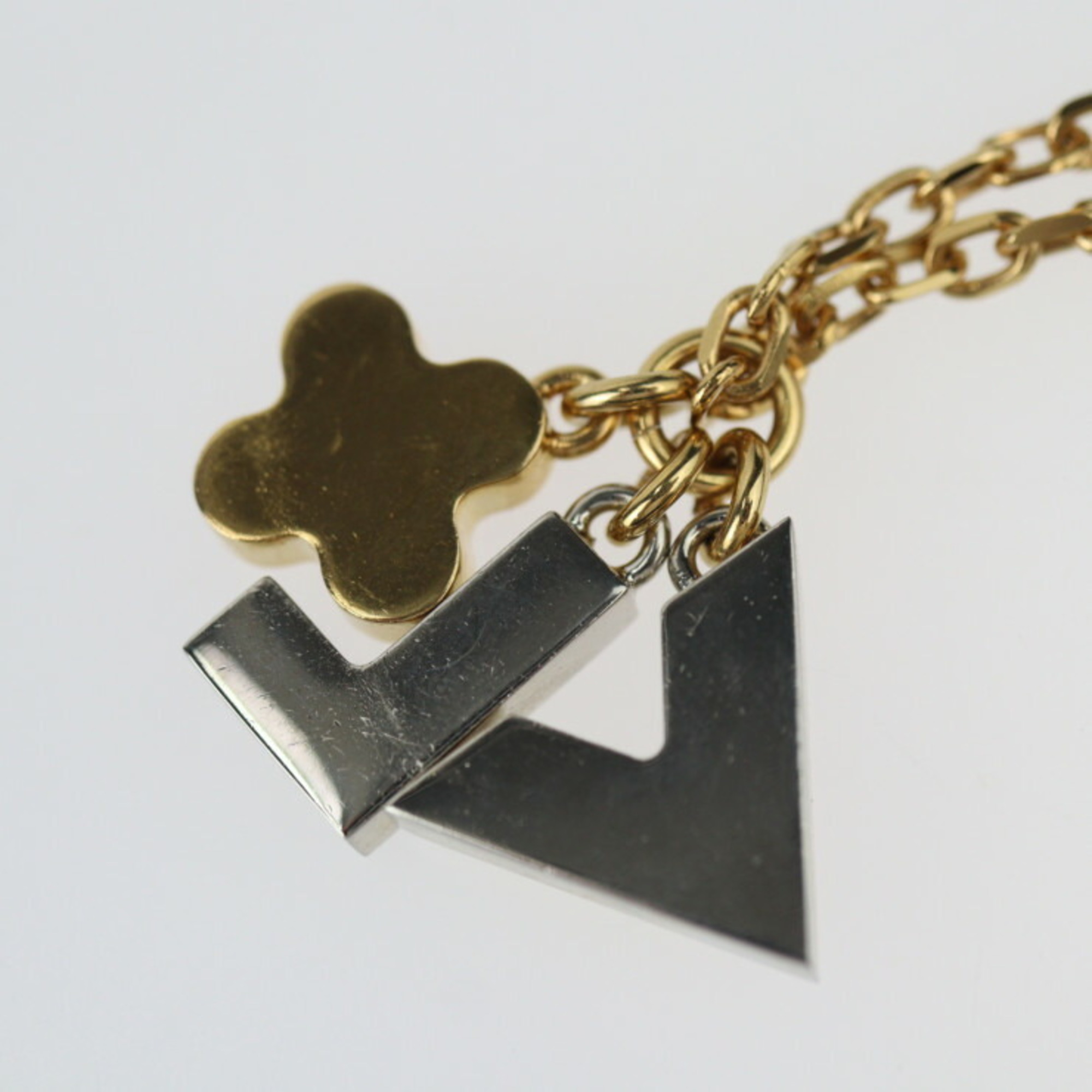 LOUIS VUITTON Louis Vuitton Pendant Love Letters Necklace M67068 Metal Rhinestone Gold Silver