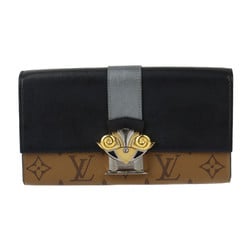 LOUIS VUITTON Louis Vuitton Portefeuille Sarah Monogram Reverse Long Wallet M64488 Calf Leather Brown Flap