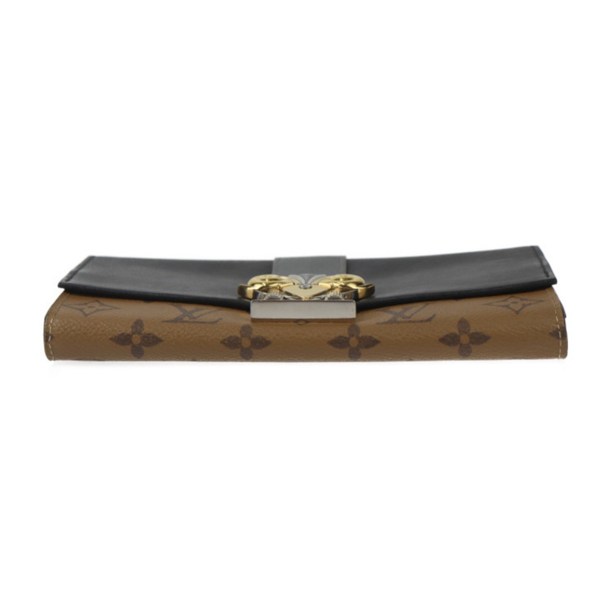 LOUIS VUITTON Louis Vuitton Portefeuille Sarah Monogram Reverse Long Wallet M64488 Calf Leather Brown Flap