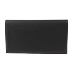 HERMES Citizen Twill Long Wallet, Swift Leather, Black, Bi-fold D Engraved