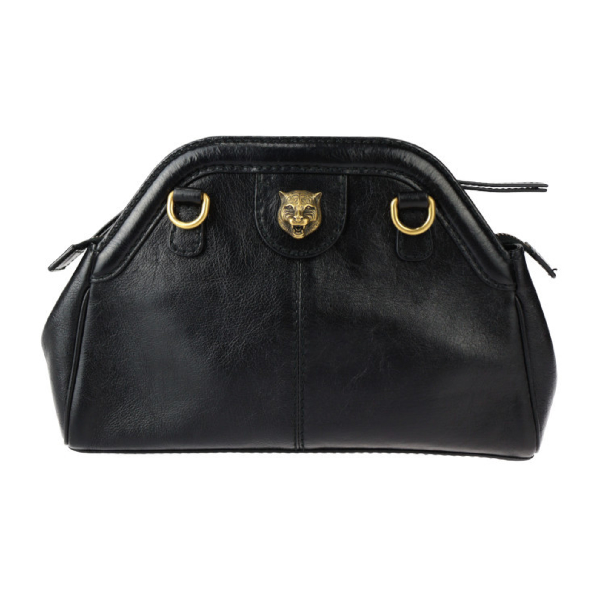 GUCCI Gucci Liber Small Shoulder Bag Tiger Head GG Marmont 524620 Leather Black Clutch