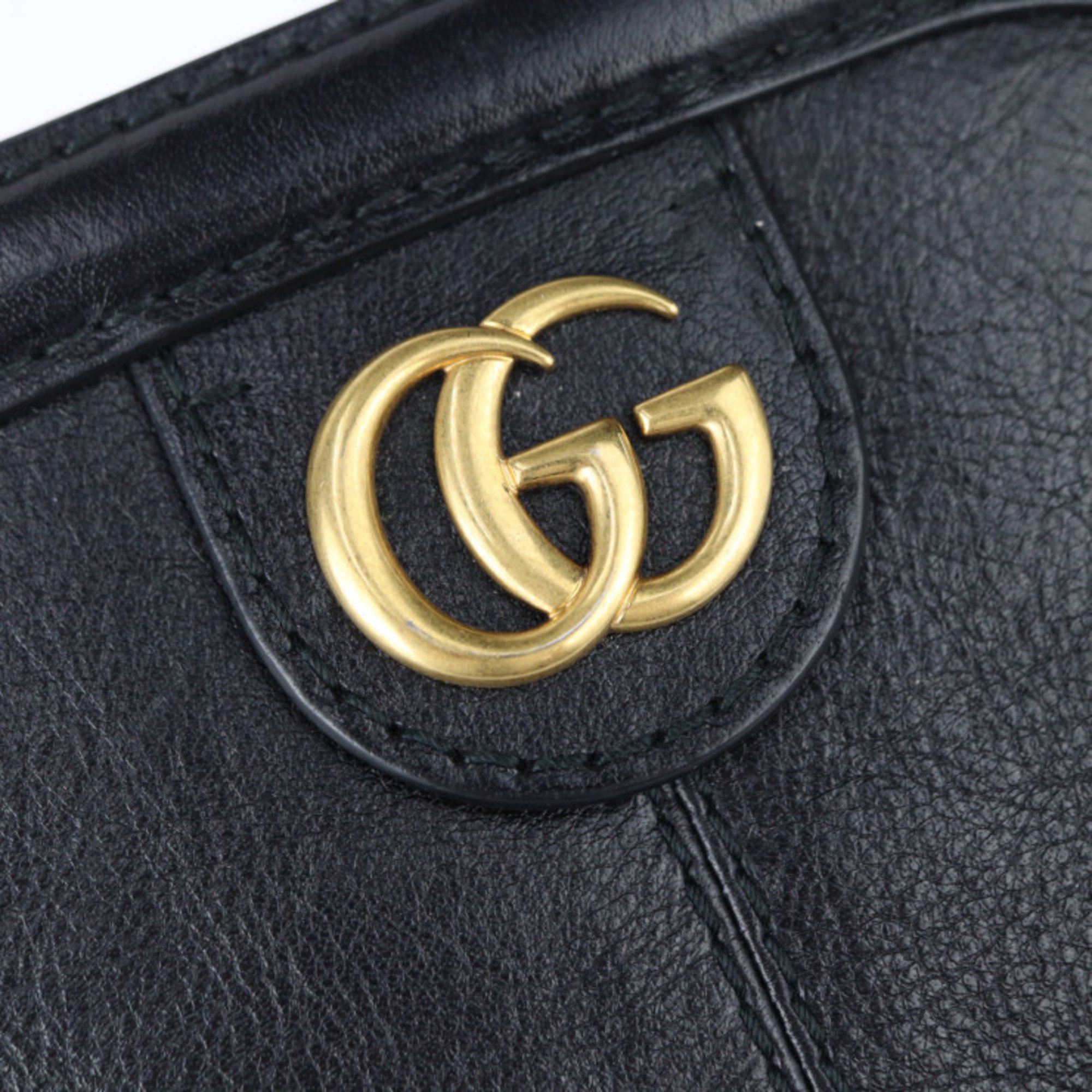 GUCCI Gucci Liber Small Shoulder Bag Tiger Head GG Marmont 524620 Leather Black Clutch