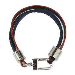 LOUIS VUITTON Louis Vuitton Bracelet LV Treble M6423D Damier Canvas Leather Gray Orange Navy Black