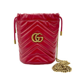 GUCCI Shoulder Bag GG Marmont Leather Red Women's 575163 n0016