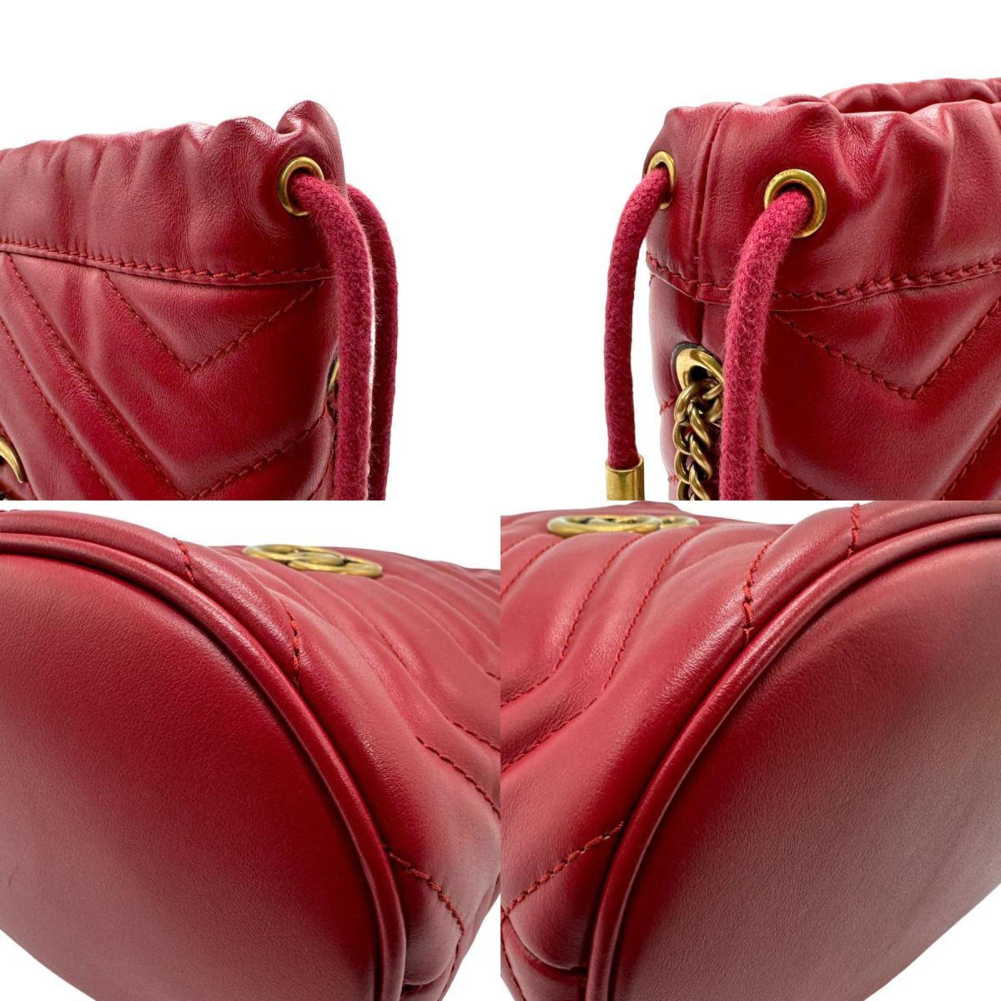 GUCCI Shoulder Bag GG Marmont Leather Red Women's 575163 n0016