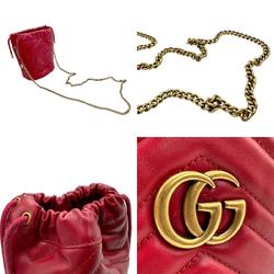 GUCCI Shoulder Bag GG Marmont Leather Red Women's 575163 n0016