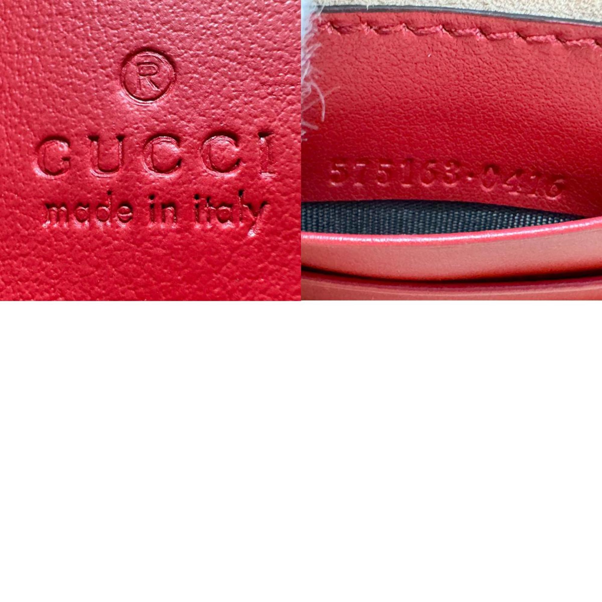 GUCCI Shoulder Bag GG Marmont Leather Red Women's 575163 n0016