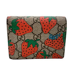 GUCCI Bi-fold wallet GG Supreme canvas brown x red women's 573839 z1616