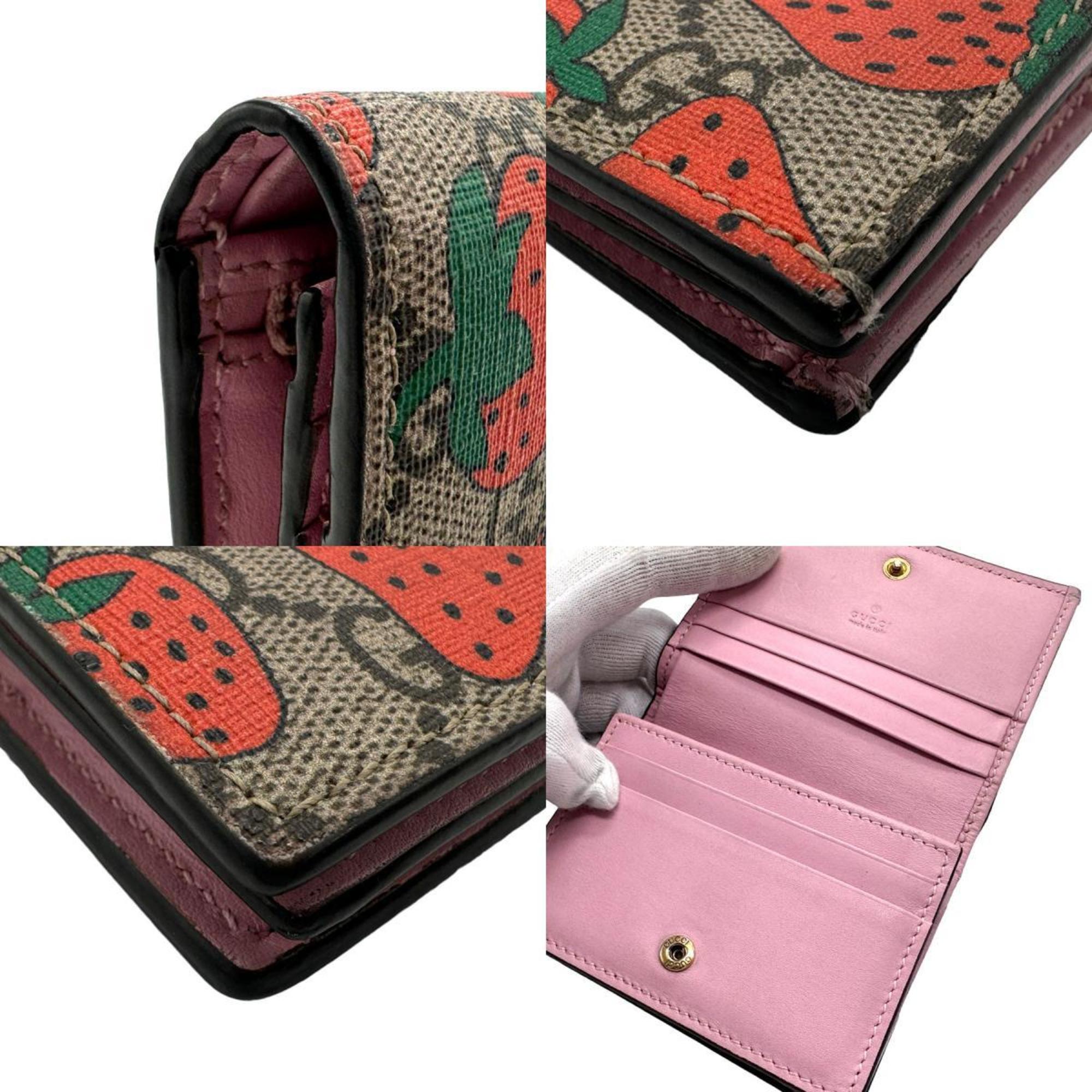 GUCCI Bi-fold wallet GG Supreme canvas brown x red women's 573839 z1616