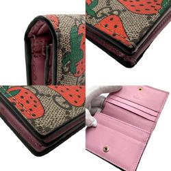 GUCCI Bi-fold wallet GG Supreme canvas brown x red women's 573839 z1616