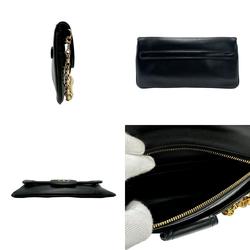 Christian Dior Shoulder Bag Clutch DIOR DOUBLE Leather Black Women's z1637