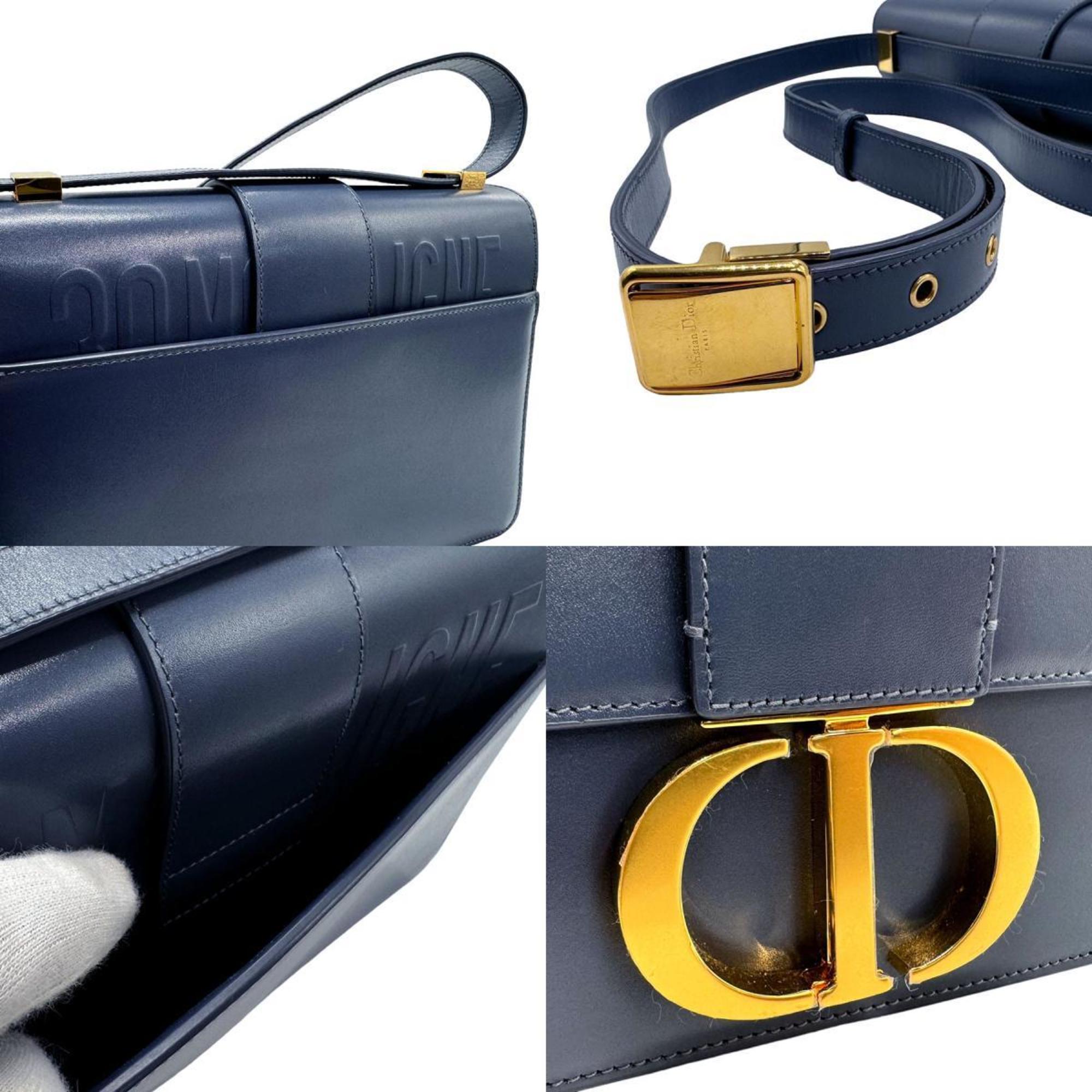 Christian Dior Shoulder Bag 30 Montaigne Leather Blue Women's z1675