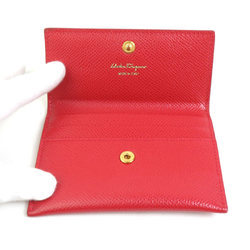 Salvatore Ferragamo Business Card Holder/Card Case Pass Vara Ribbon Leather Red Women's r10065g