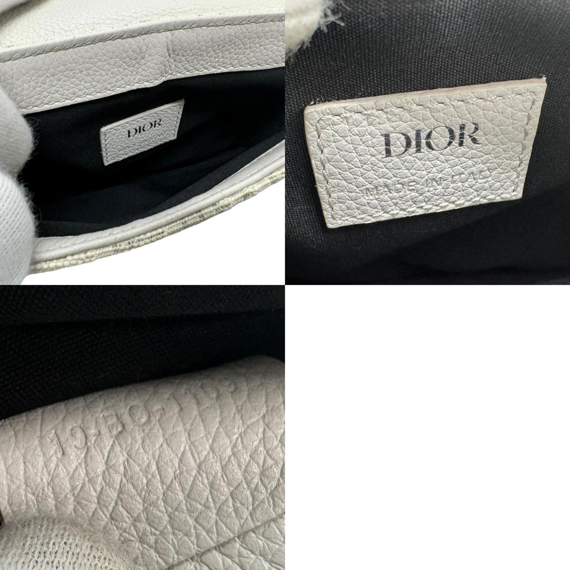 DIOR HOMME Body Bag Shoulder Canvas Leather Light Gray Men's z1656