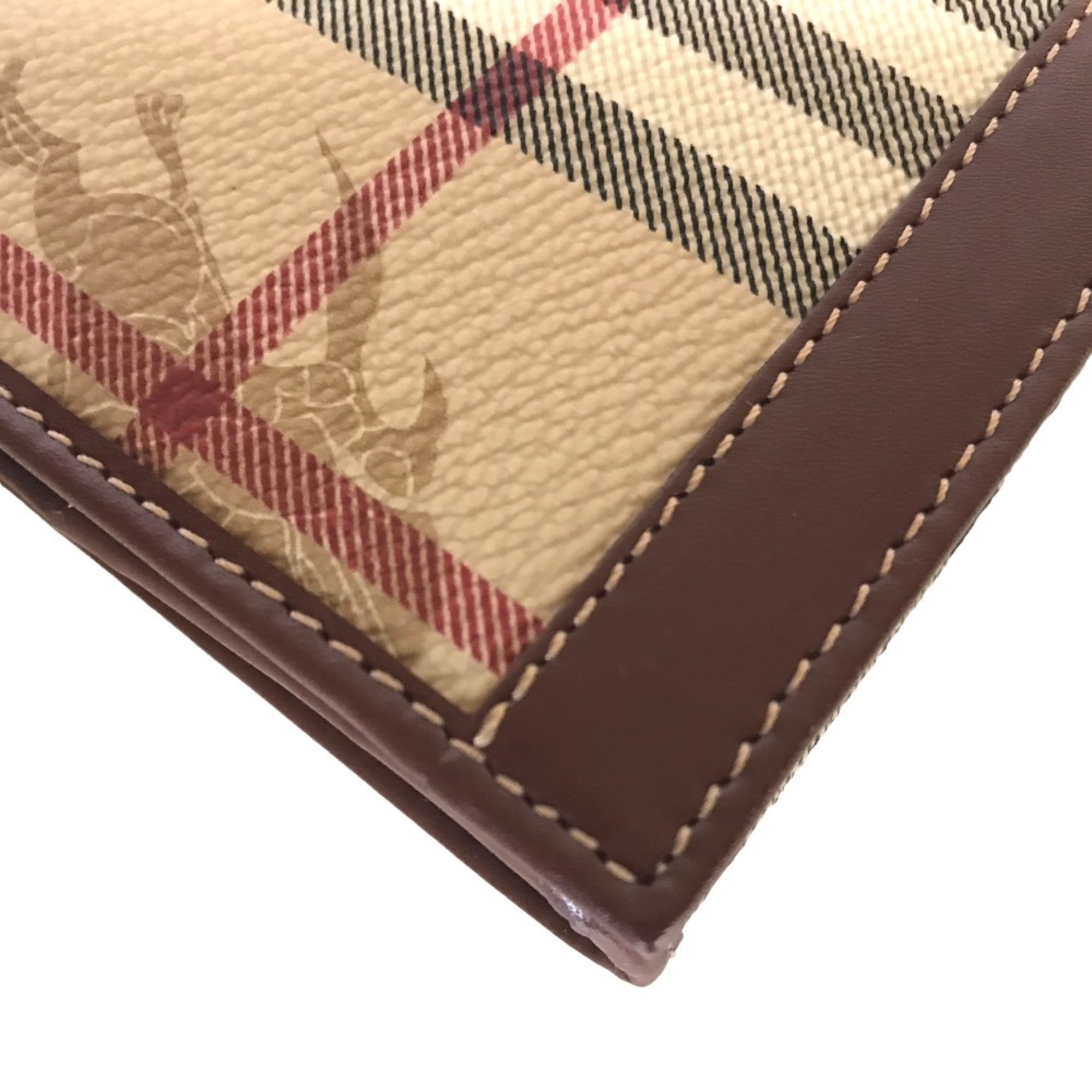 BURBERRY Nova Check Horse Long Wallet for Women, Leather, Beige, Bi-Fold