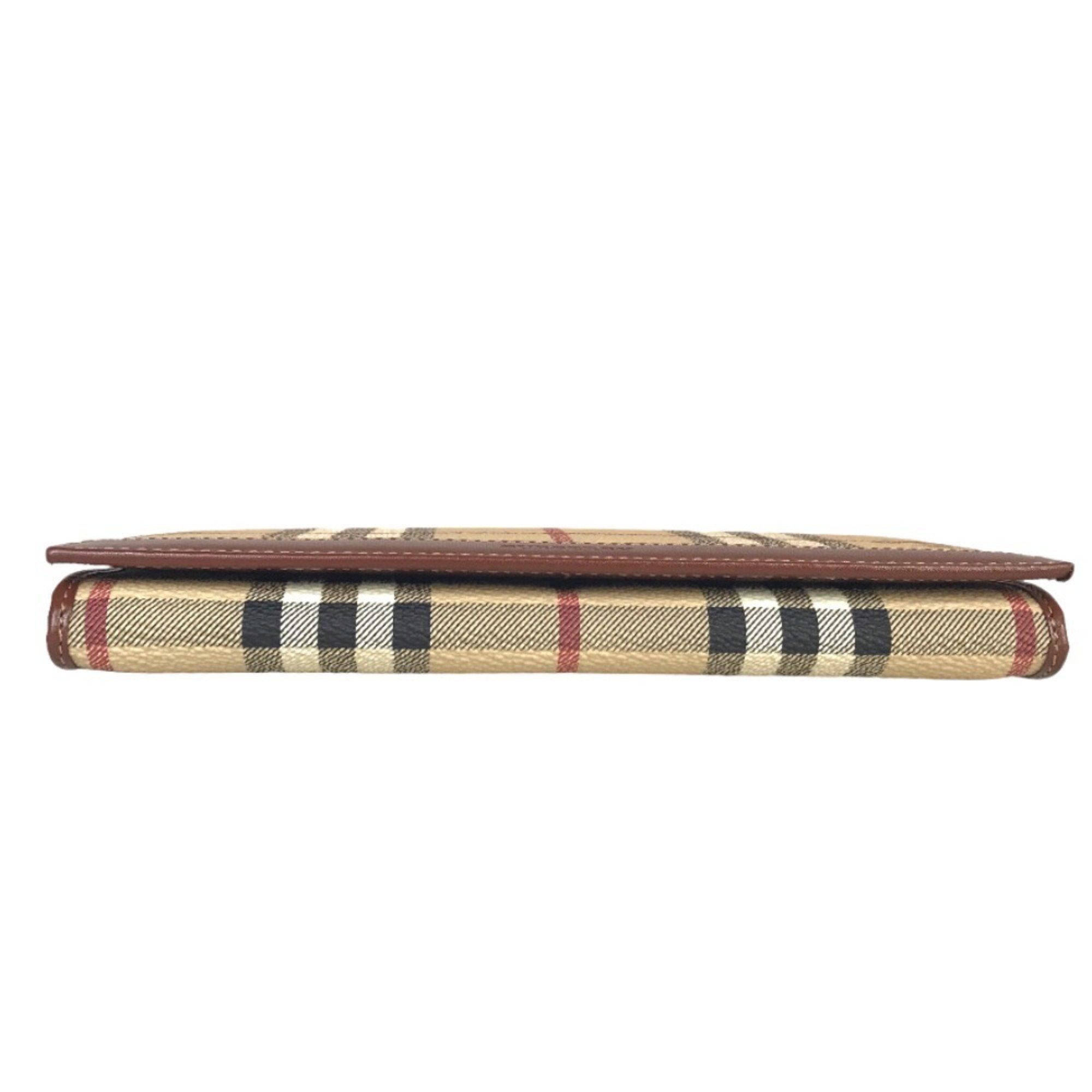 BURBERRY Nova Check Horse Long Wallet for Women, Leather, Beige, Bi-Fold