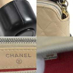 CHANEL Shoulder Bag Gabriel Leather Beige Black Silver Gold Women's e58786i